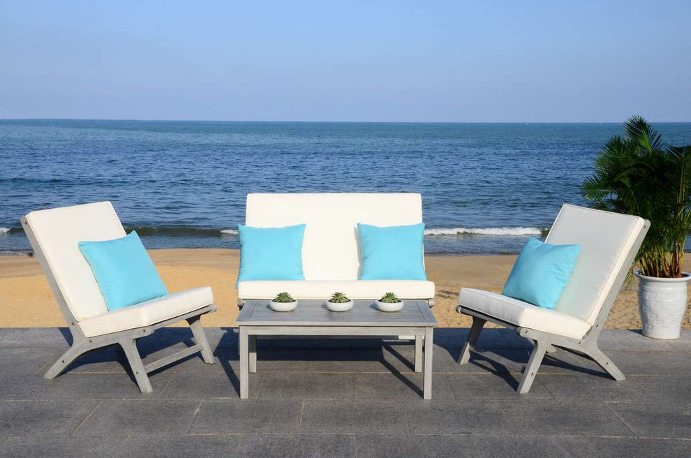 Safavieh Chaston 4 Pc Outdoor Living Set With Accent Pillows | Outdoor Sofas, Loveseats & Sectionals |  Modishstore  - 6
