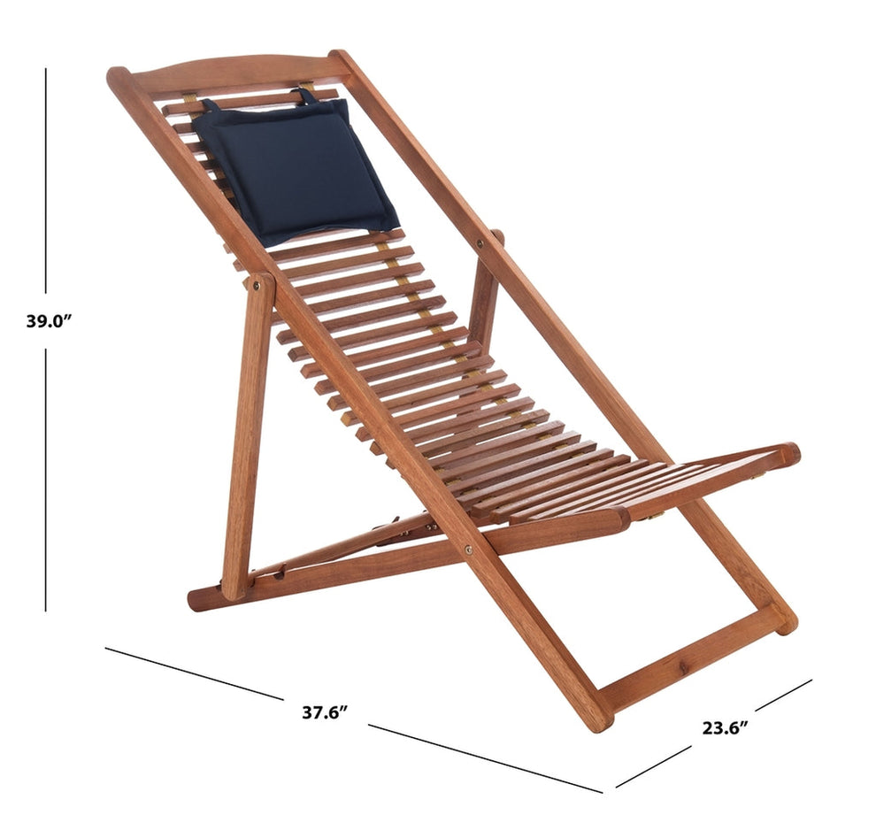 Rendi Relax Chair With Pillow - Set Of 2 - Natural, Navy | Outdoor Chaise Lounges |  Modishstore  - 3