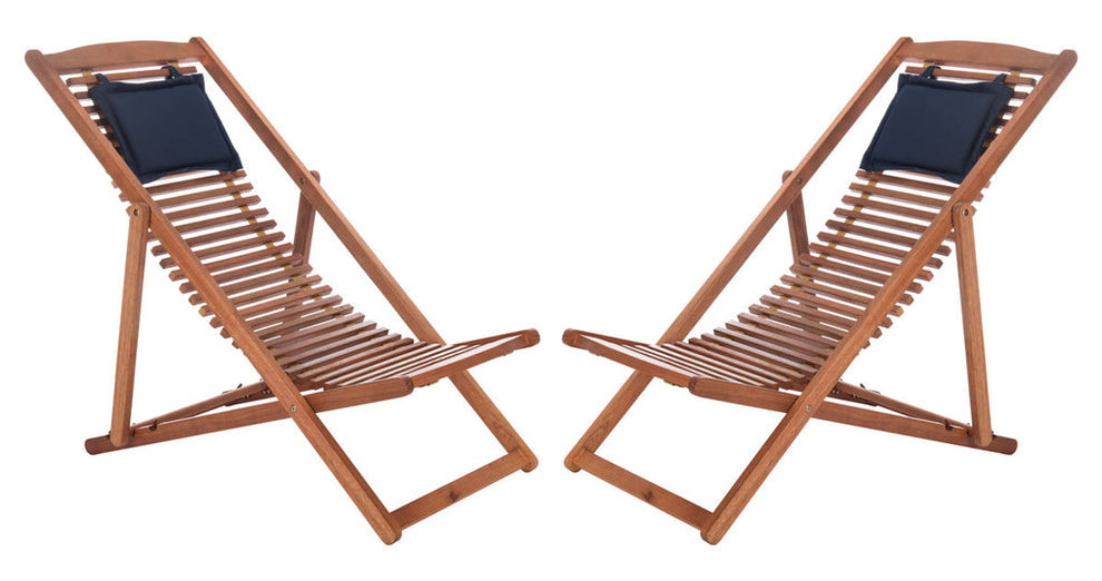 Rendi Relax Chair With Pillow - Set Of 2 - Natural, Navy | Outdoor Chaise Lounges |  Modishstore  - 2