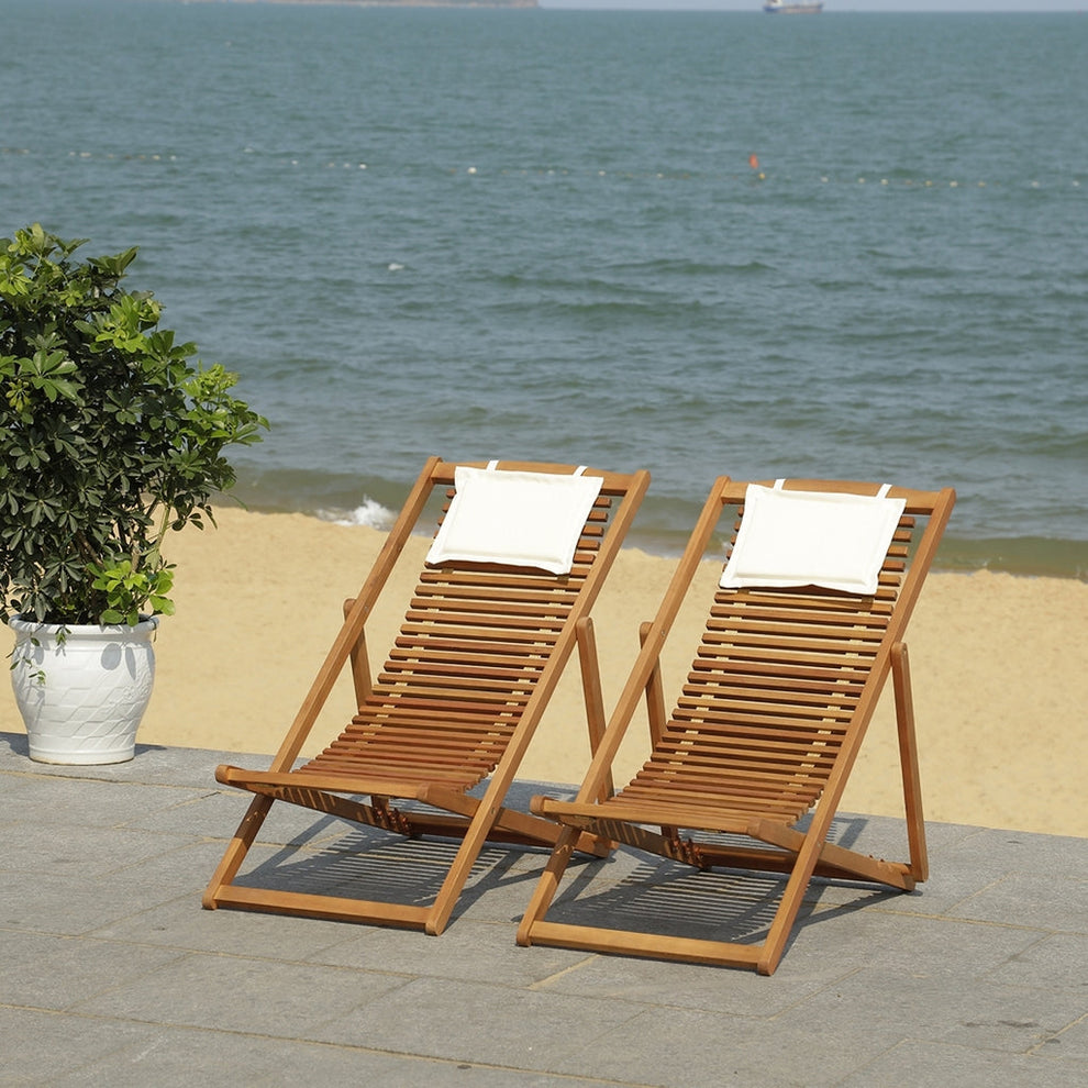 Rendi Relax Chair With Pillow - Set Of 2 - Natural, Navy | Outdoor Chaise Lounges |  Modishstore  - 19