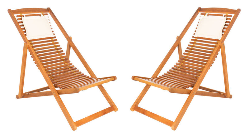 Rendi Relax Chair With Pillow - Set Of 2 - Natural, Navy | Outdoor Chaise Lounges |  Modishstore  - 13