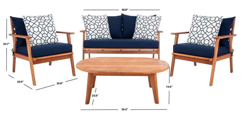 Safavieh Deacon 4 Pc Living Set | Outdoor Sofas, Loveseats & Sectionals |  Modishstore  - 14