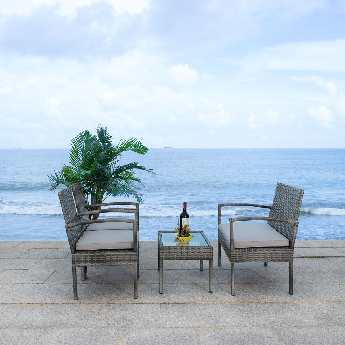 Safavieh Bassey 4Pc Living Set | Outdoor Patio |  Modishstore  - 2