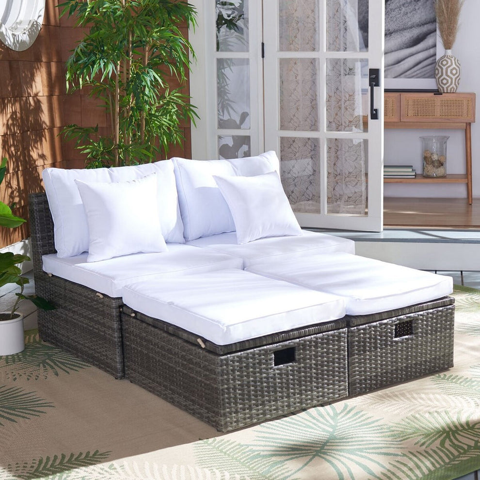 Safavieh Pramla Outdoor Sette With Ottoman | Outdoor Chaise Lounges |  Modishstore  - 27