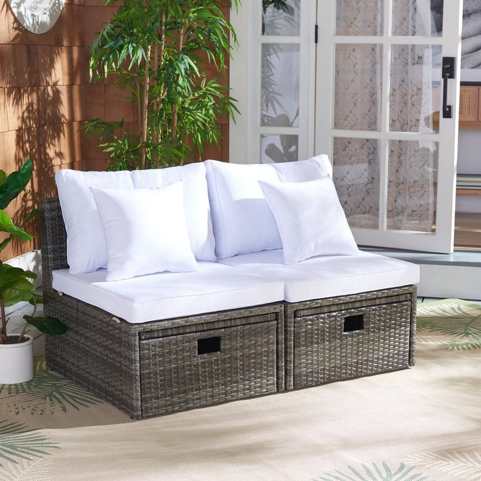 Safavieh Pramla Outdoor Sette With Ottoman | Outdoor Chaise Lounges |  Modishstore  - 25