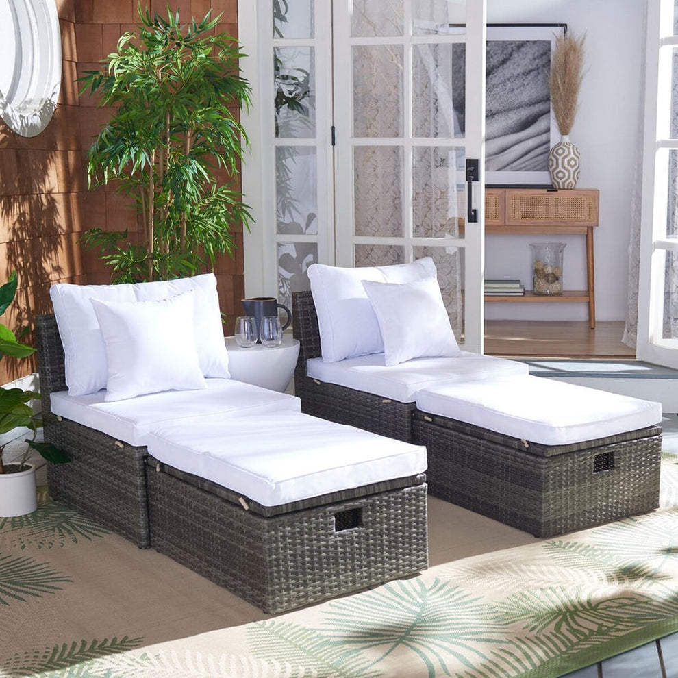Safavieh Pramla Outdoor Sette With Ottoman | Outdoor Chaise Lounges |  Modishstore  - 19