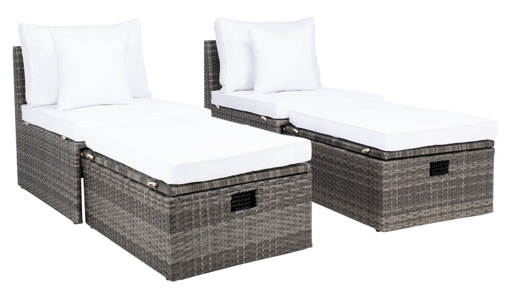 Safavieh Pramla Outdoor Sette With Ottoman | Outdoor Chaise Lounges |  Modishstore  - 24
