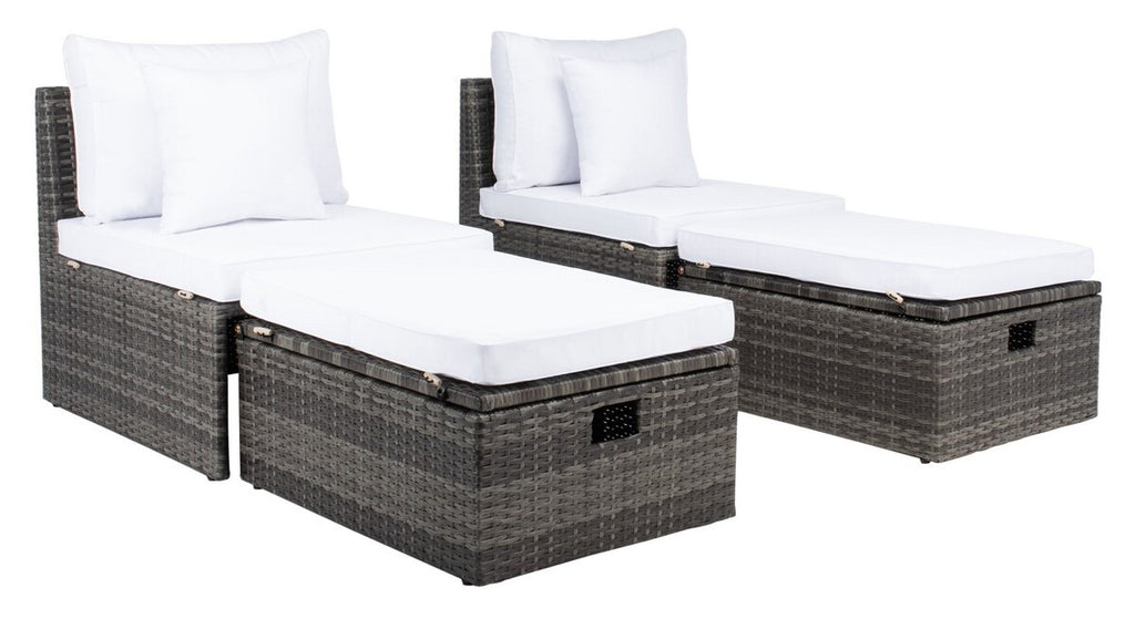 Safavieh Pramla Outdoor Sette With Ottoman | Outdoor Chaise Lounges |  Modishstore  - 20