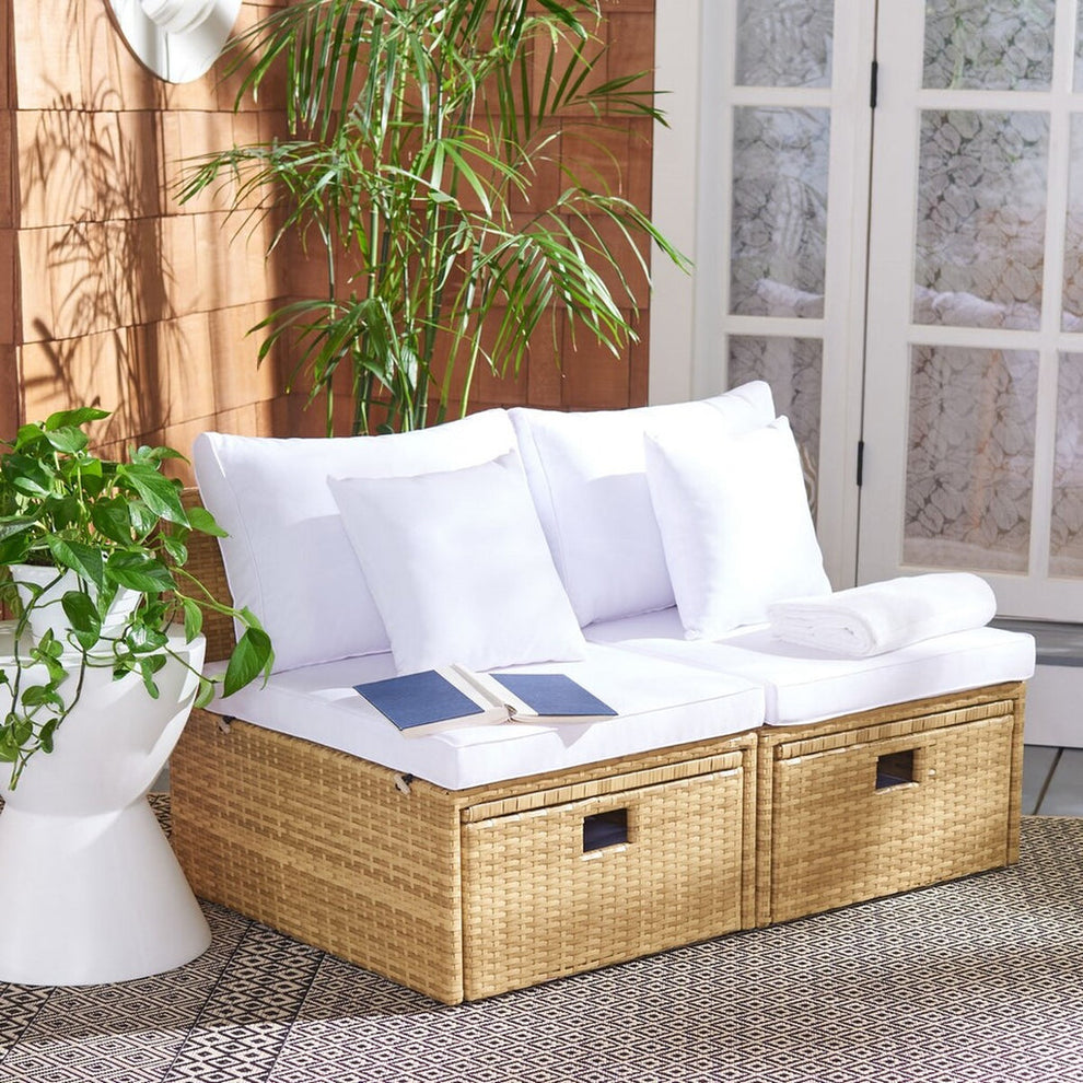 Safavieh Pramla Outdoor Sette With Ottoman | Outdoor Chaise Lounges |  Modishstore  - 36