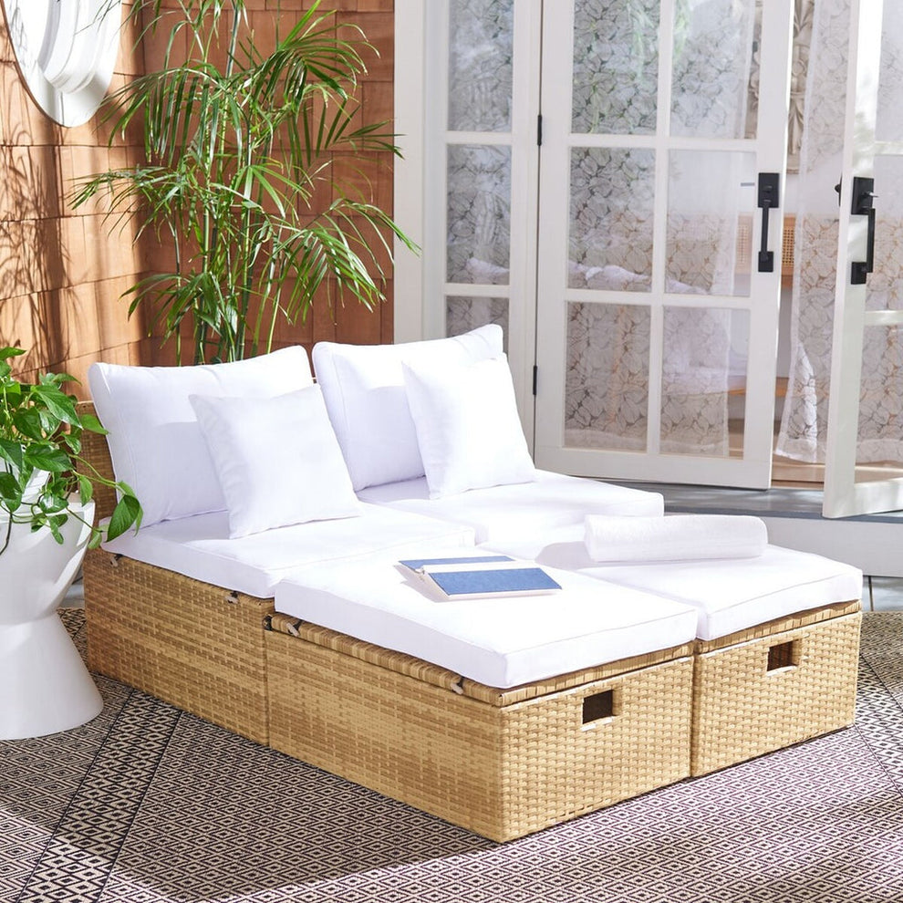 Safavieh Pramla Outdoor Sette With Ottoman | Outdoor Chaise Lounges |  Modishstore  - 29