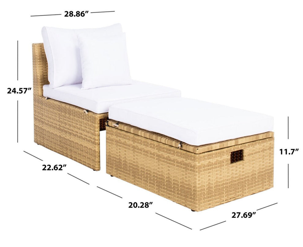 Safavieh Pramla Outdoor Sette With Ottoman | Outdoor Chaise Lounges |  Modishstore  - 39