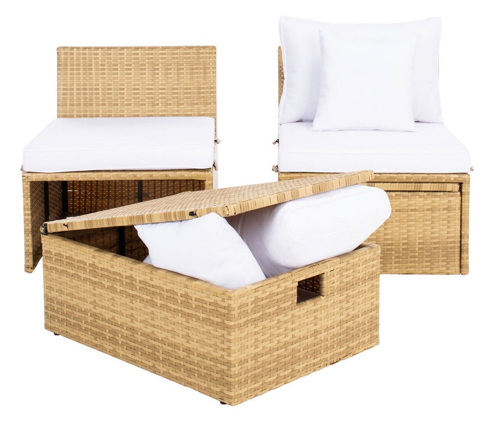 Safavieh Pramla Outdoor Sette With Ottoman | Outdoor Chaise Lounges |  Modishstore  - 32
