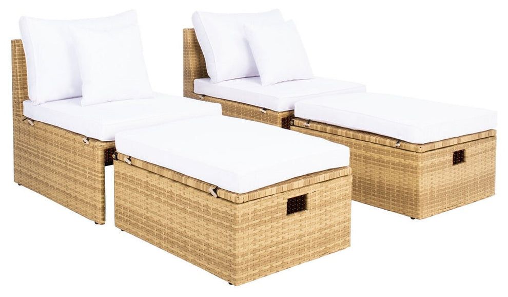 Safavieh Pramla Outdoor Sette With Ottoman | Outdoor Chaise Lounges |  Modishstore  - 30