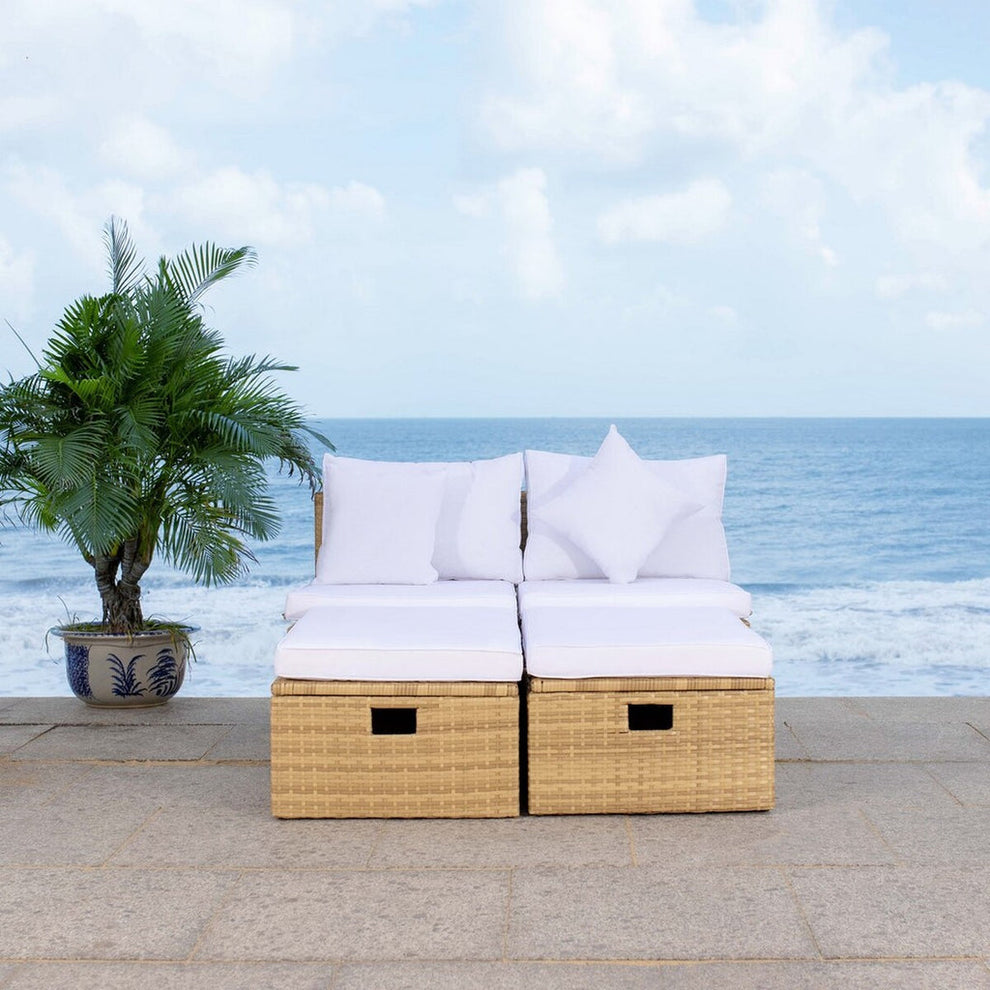 Safavieh Pramla Outdoor Sette With Ottoman | Outdoor Chaise Lounges |  Modishstore  - 28