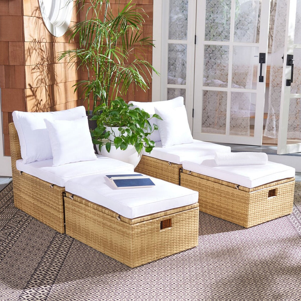 Safavieh Pramla Outdoor Sette With Ottoman | Outdoor Chaise Lounges |  Modishstore  - 41