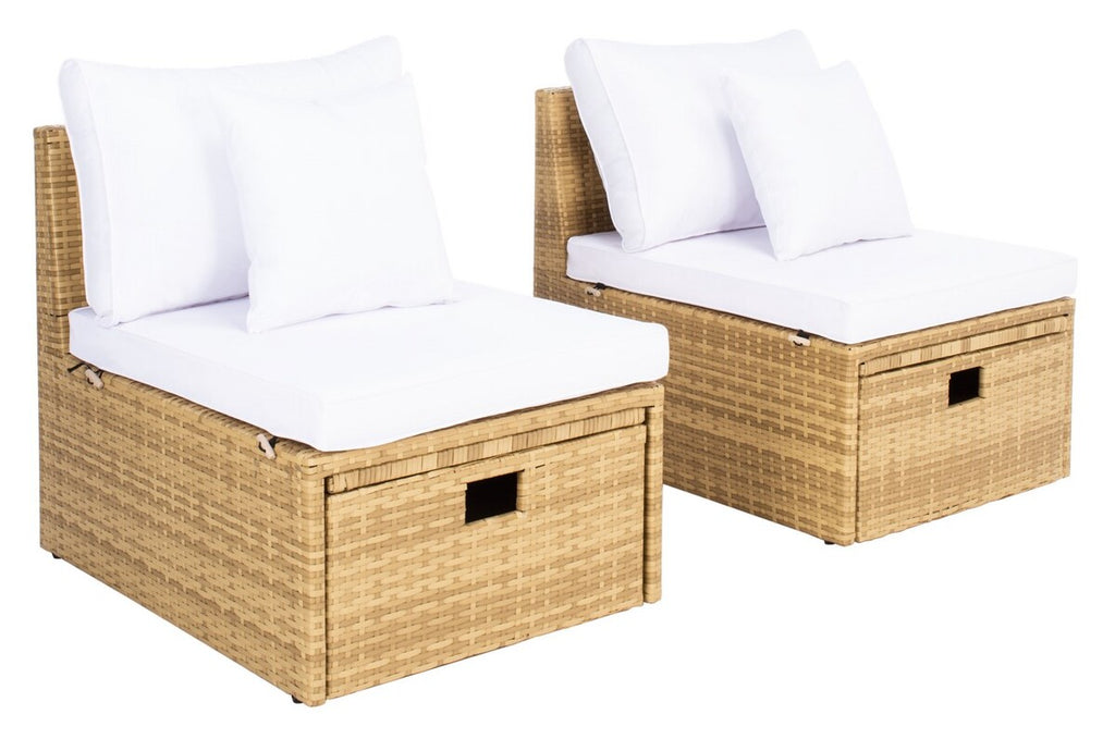 Safavieh Pramla Outdoor Sette With Ottoman | Outdoor Chaise Lounges |  Modishstore  - 35
