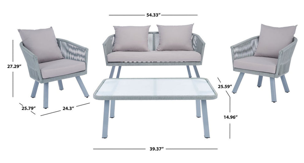 Safavieh Belmi 4Pc Rope Living Set | Outdoor Sofas, Loveseats & Sectionals |  Modishstore  - 8