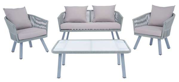 Safavieh Belmi 4Pc Rope Living Set | Outdoor Patio |  Modishstore 