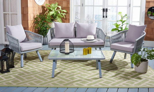 Safavieh Belmi 4Pc Rope Living Set | Outdoor Sofas, Loveseats & Sectionals |  Modishstore 