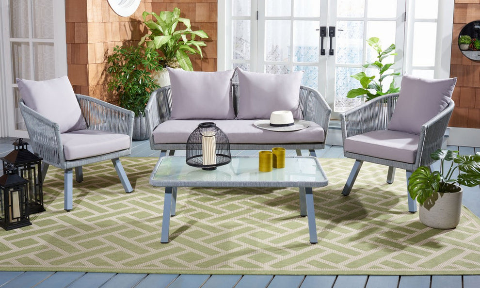 Safavieh Belmi 4Pc Rope Living Set | Outdoor Sofas, Loveseats & Sectionals |  Modishstore 