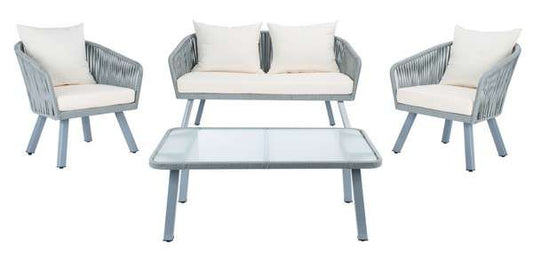Safavieh Jorda 4Pc Rope Living Set | Outdoor Patio |  Modishstore 