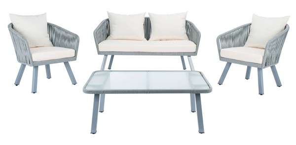 Safavieh Jorda 4Pc Rope Living Set | Outdoor Patio |  Modishstore 