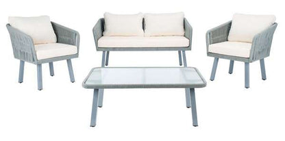 Safavieh Kerson 4Pc Rope Living Set | Outdoor Patio |  Modishstore 