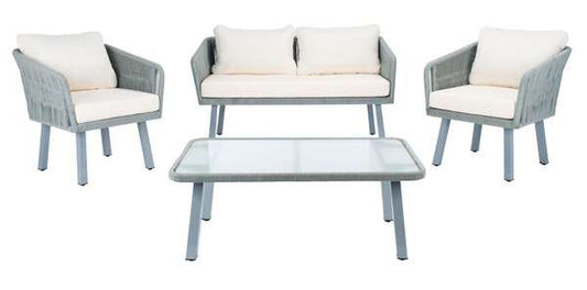 Safavieh Kerson 4Pc Rope Living Set | Outdoor Patio |  Modishstore 