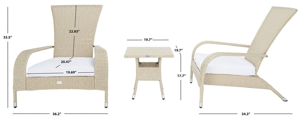 Safavieh Edna 3Pc Lounge Set | Outdoor Chairs |  Modishstore  - 17