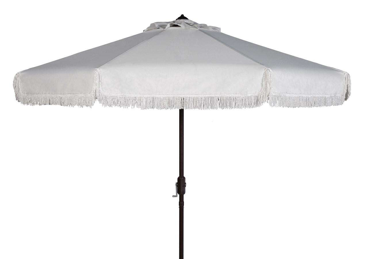 Safavieh Milan Fringe 9Ft Crank Outdoor Push Button Tilt Umbrella | Umbrellas |  Modishstore  - 3