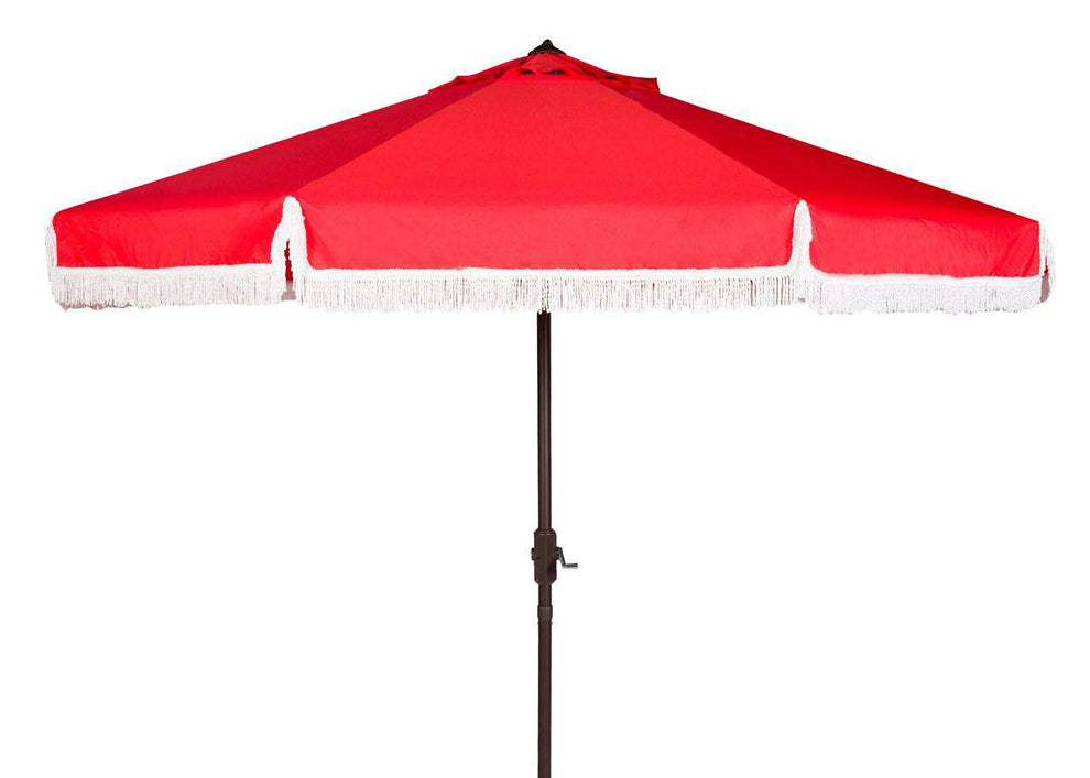Safavieh Milan Fringe 9Ft Crank Outdoor Push Button Tilt Umbrella | Umbrellas |  Modishstore  - 5