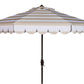 Safavieh Maui Single Scallop Striped 9Ft Crank Push Button Tilt Umbrella | Umbrellas |  Modishstore 