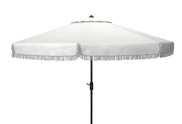 Safavieh Milan Fringe 11Ft Rnd Crank Umbrella | Umbrellas |  Modishstore  - 4