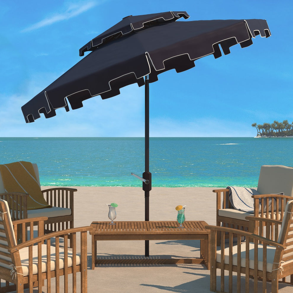 Safavieh Zimmerman 9Ft Double Top Market Umbrella | Umbrellas |  Modishstore  - 2