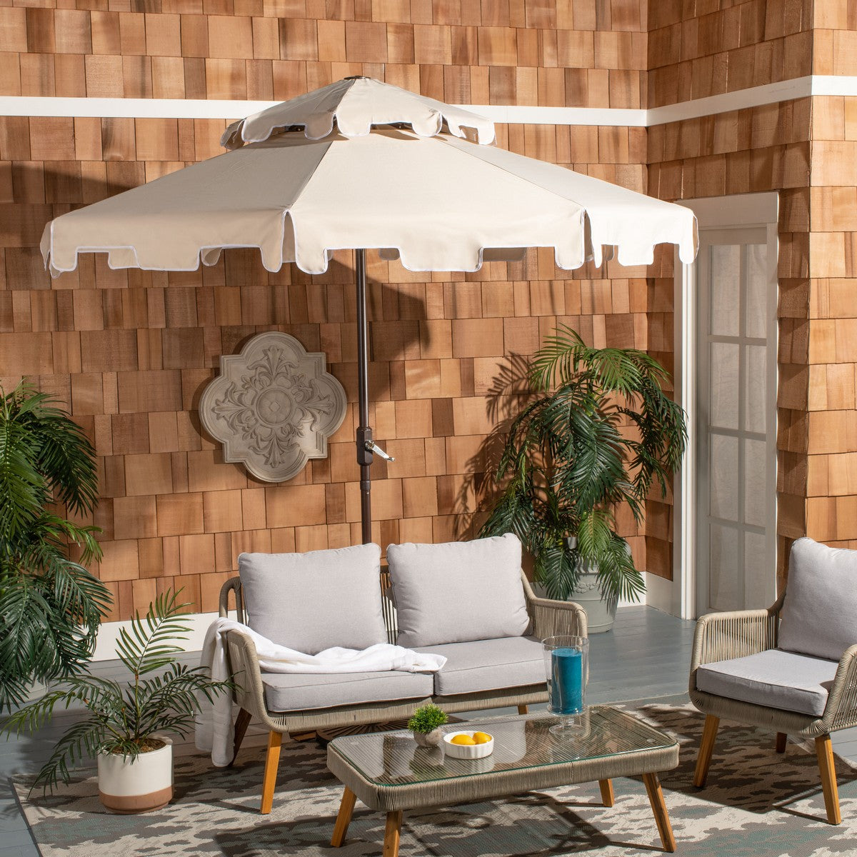 Safavieh Zimmerman 9Ft Double Top Market Umbrella | Umbrellas |  Modishstore  - 8