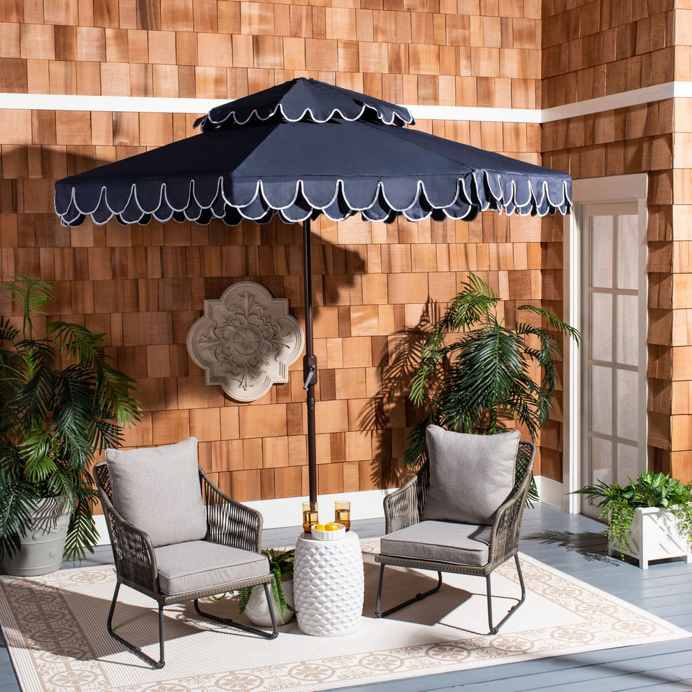 Safavieh Elegant Valance 9Ft Double Top Umbrella | Umbrellas |  Modishstore  - 2