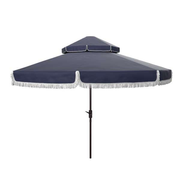 Safavieh Milan Fringe 9Ft Double Top Crank Umbrella | Umbrellas |  Modishstore 