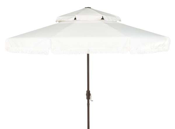 Safavieh Milan Fringe 9Ft Double Top Crank Umbrella | Umbrellas |  Modishstore  - 4