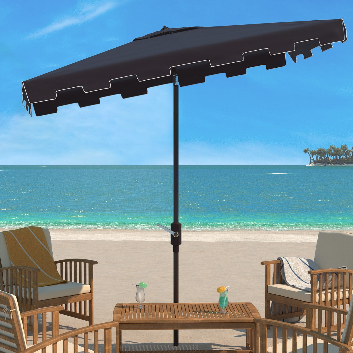 Safavieh Zimmerman 6.5 X 10 Ft Rect Market Umbrella | Umbrellas |  Modishstore  - 2