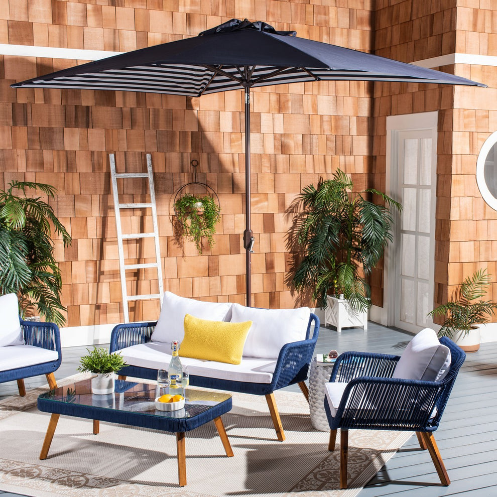 Safavieh Athens 6.5 X 10 Ft  Rect Crank Umbrella | Umbrellas |  Modishstore  - 2