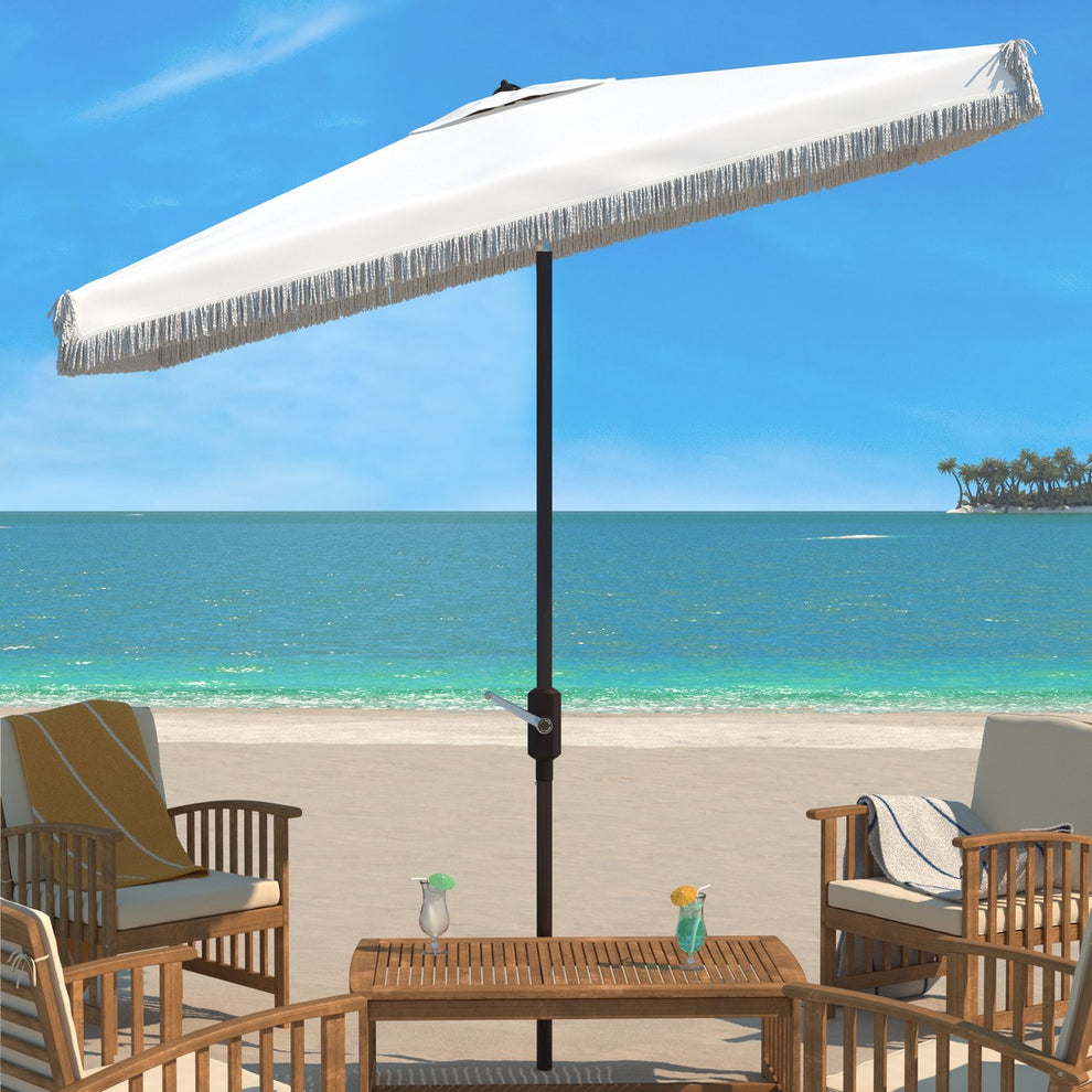 Safavieh Milan Fringe 6.5 X 10 Ft Rect Crank Umbrella | Umbrellas |  Modishstore  - 4