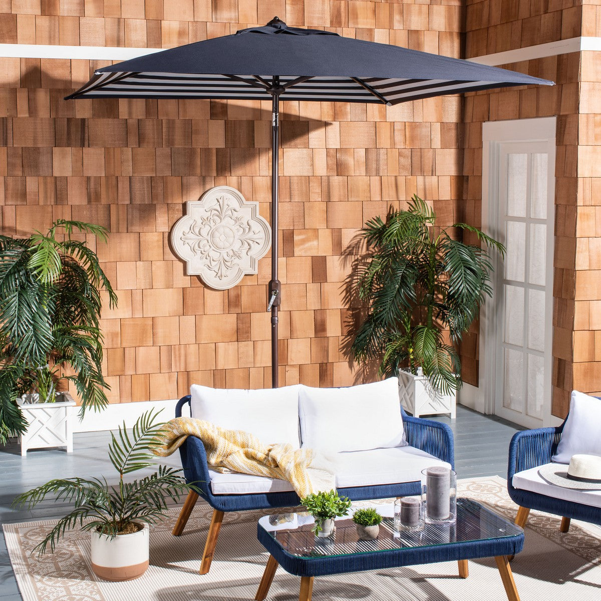 Safavieh Athens 7.5 Ft Square Crank Umbrella | Umbrellas |  Modishstore  - 2