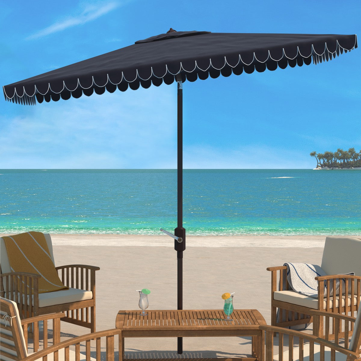 Safavieh Venice 7.5 Ft Square Crank Umbrella | Umbrellas |  Modishstore  - 2