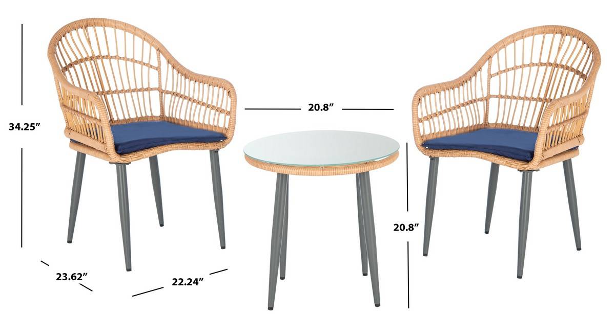 Safavieh Berlen 3Pc Lounger Set | Outdoor Chairs |  Modishstore  - 3