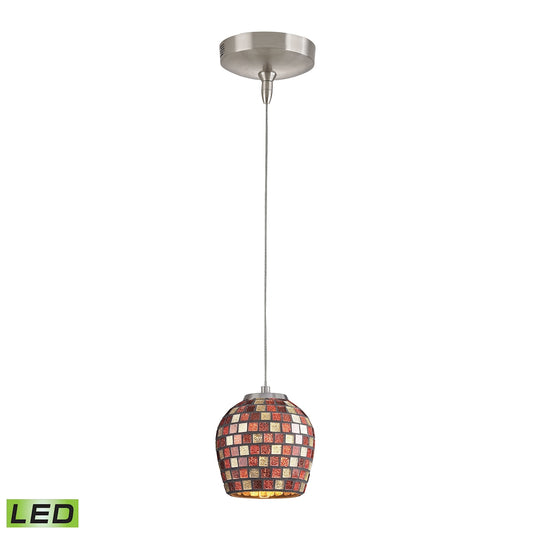 Low Voltage LED Collection 1-Light Mini Pendant in Brushed Nickel with Multi Fusion (MLT) Glass ELK Lighting | Pendant Lamps | Modishstore