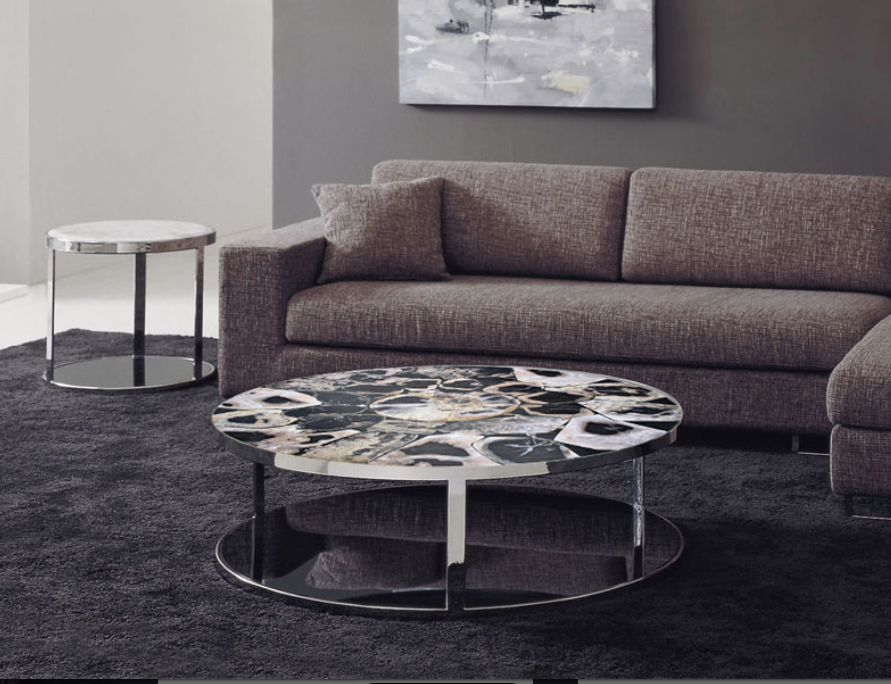 Petrified Mosaic Coffee Table Top Ebony- PF3004 | Petrified Wood Slabs | Modishstore