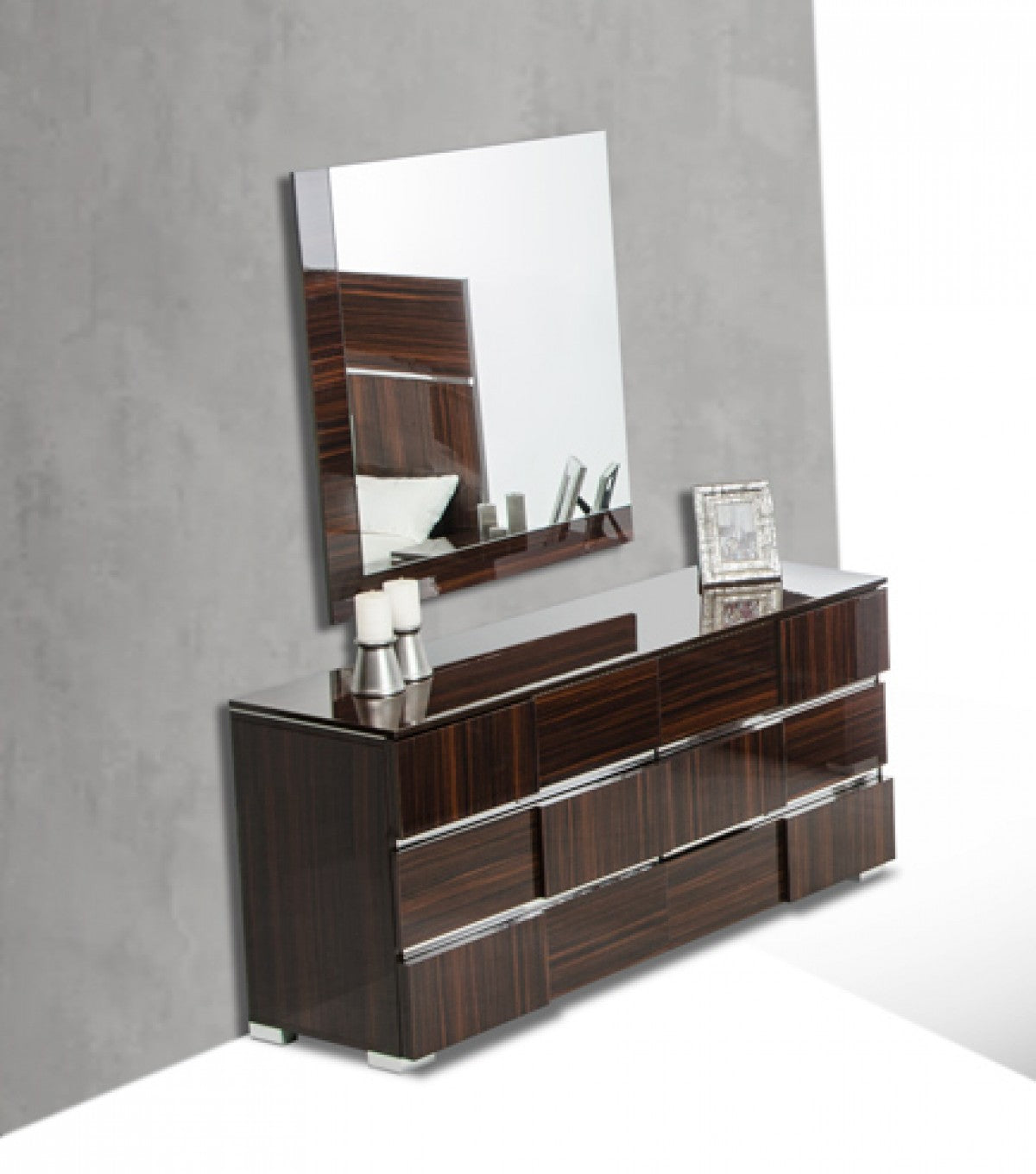 Vigfurniture Modrest Picasso Italian Modern Ebony Lacquer Mirror | Modishstore | Mirrors
