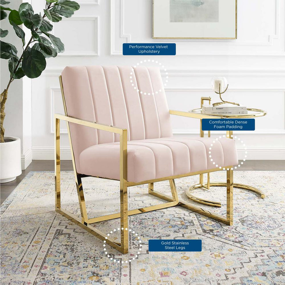Modway Inspire Channel Tufted Performance Velvet Armchair - EEI-3914 | Armchairs | Modishstore - 18