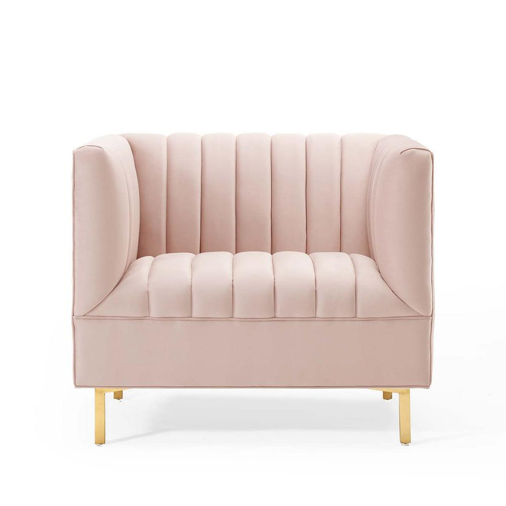 Modway Shift Channel Tufted Performance Velvet Armchair - EEI-4130 | Armchairs | Modishstore - 15