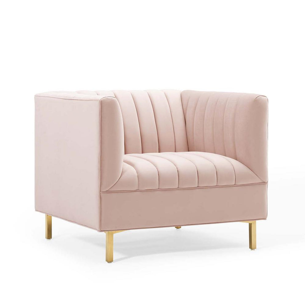Modway Shift Channel Tufted Performance Velvet Armchair - EEI-4130 | Armchairs | Modishstore - 19